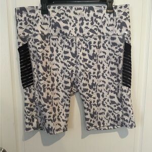 Women's plus size Athletic Shorts in Black and Gray animal print